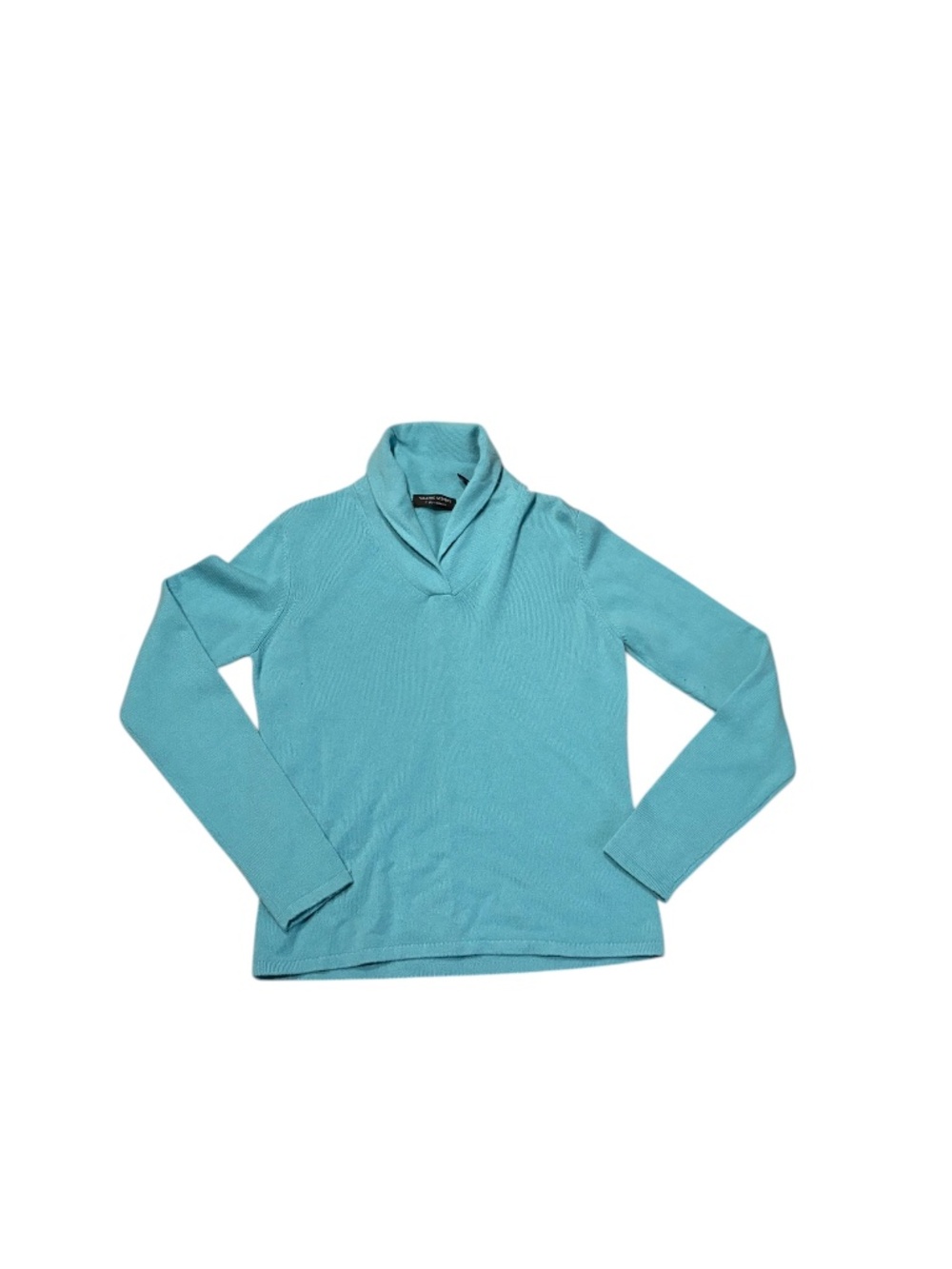 Valerie Stevens 2 ply green blue teal cashmere sweater S